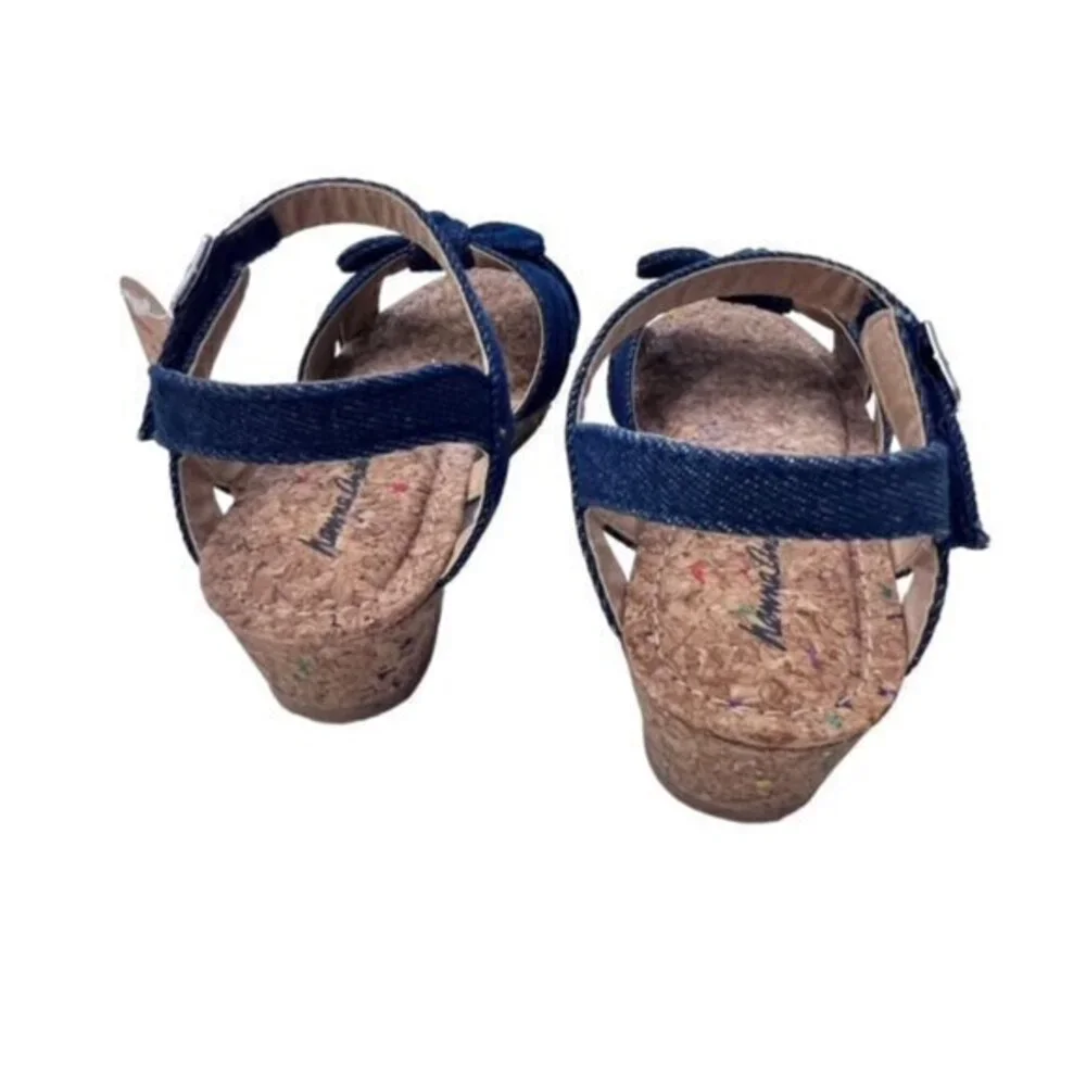 NIB Hanna Andersson Blue Denim Sandals Size 13 Cathrin‎ Buckle Bow
